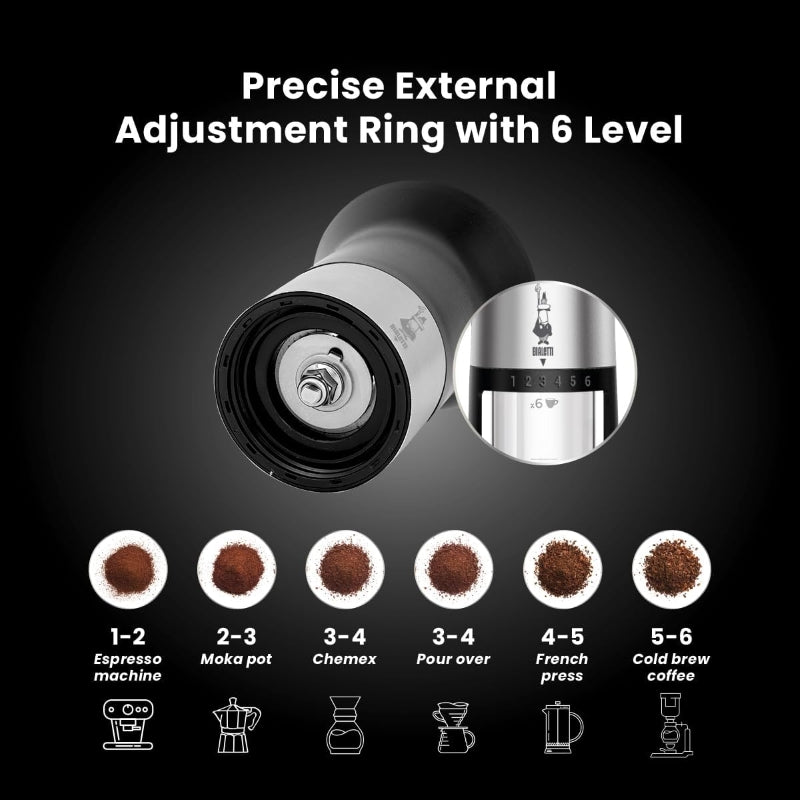 Bialetti Premium Hand Coffee Grinder - 6 Cup