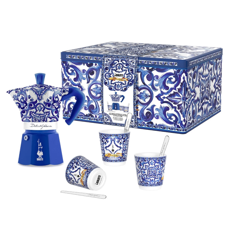 Bialetti Dolce & Gabbana Blue Mediterranean 6 Cup Gift Set Tin