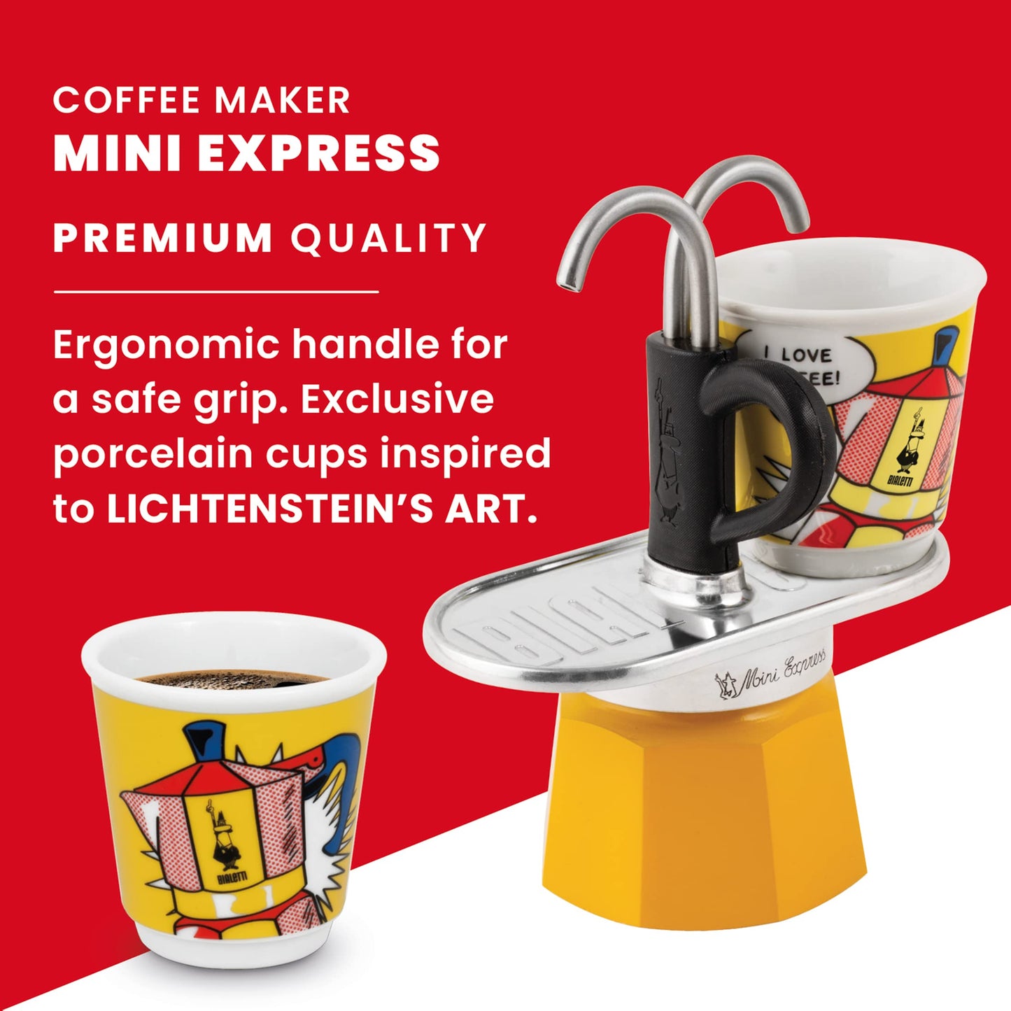 Bialetti Mini Express Lichtenstein Yellow - 2 Cups