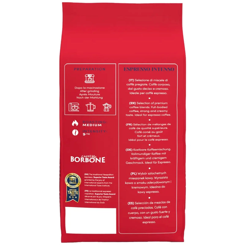 Caffe Borbone Espresso Intenso Red - Whole Coffee Beans 1kg-4kg