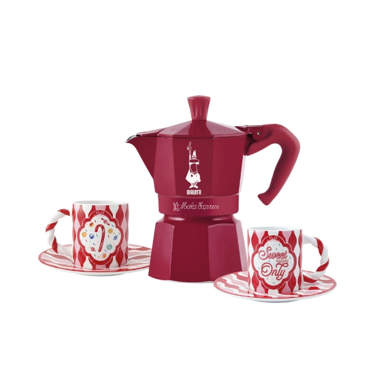 Bialetti Moka Express Candyland 3 Cup + 2 Cups & Saucers Gift Set