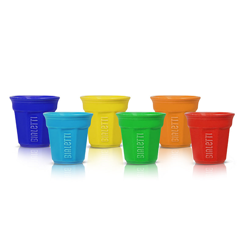 Bialetti Set Of 6 Octagonal Multicolour Cups - Coffee Bicchierini