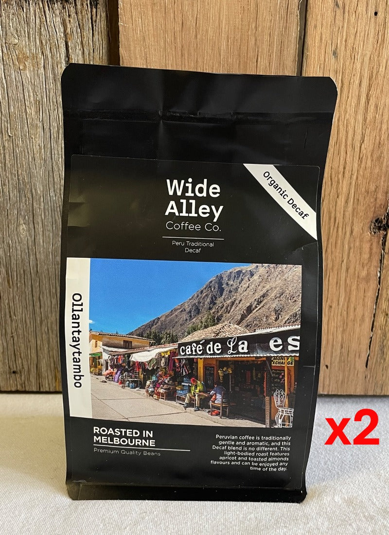 Wide Alley Coffee Co Beans Ollantaytambo Peru Traditional DECAF Organic 250g-1kg