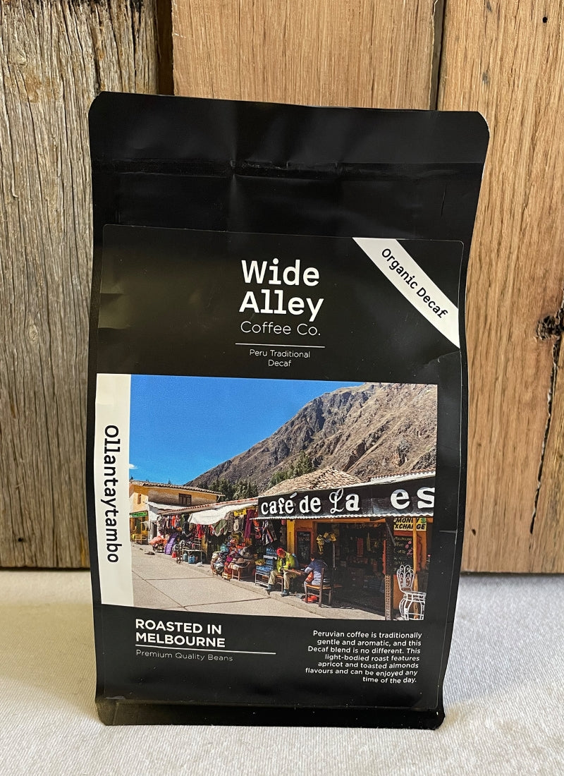 Wide Alley Coffee Co Beans Ollantaytambo Peru Traditional DECAF Organic 250g-1kg