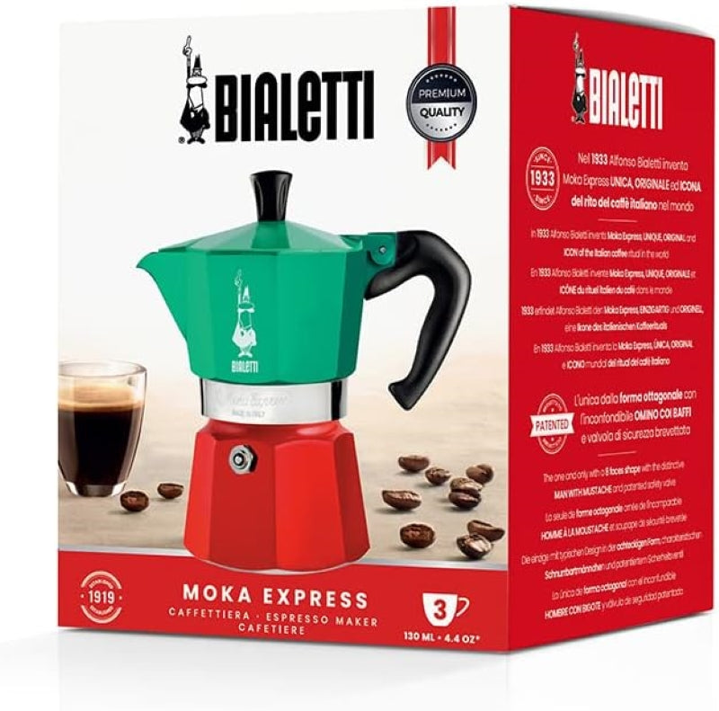 Bialetti Moka Express Italia Tricolore Moka Pot