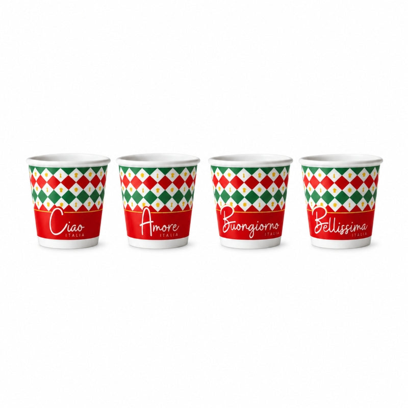Bialetti Ciao Italia Coffee Cups Set of 4 Tricolore Espresso Tazzine