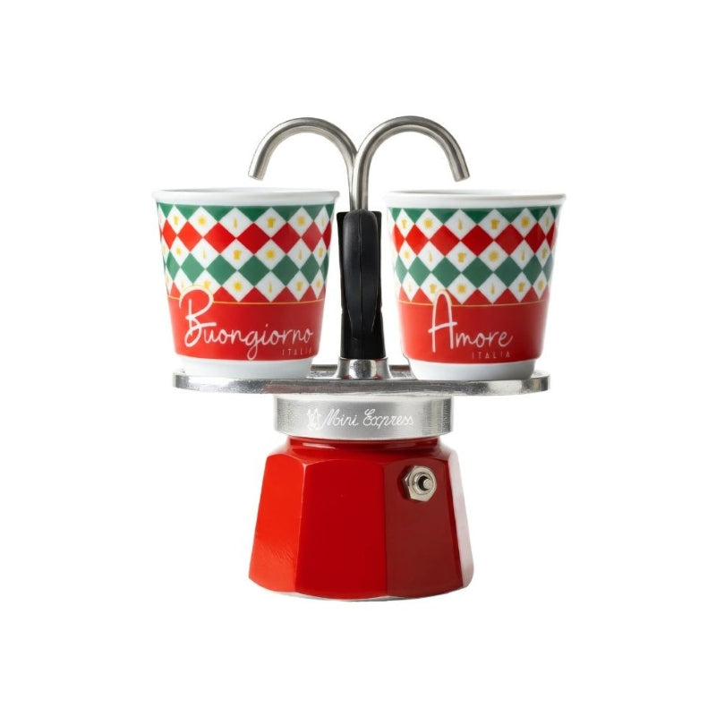 Bialetti Mini Express Ciao Italia 2 Cup Moka + 2 Cups Tricolore