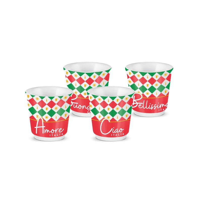 Bialetti Ciao Italia Coffee Cups Set of 4 Tricolore Espresso Tazzine