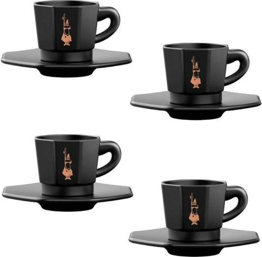 Bialetti Octagonal 8 Face Espresso Cups Set Of 4 - White or Black