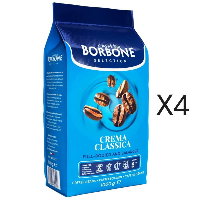 Caffe Borbone Crema Classica Blue - Whole Coffee Beans 1kg-4kg