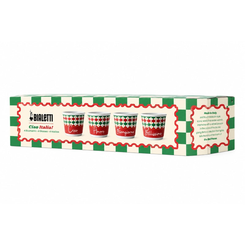 Bialetti Ciao Italia Coffee Cups Set of 4 Tricolore Espresso Tazzine